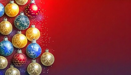 christmas background with baubles, space on the side