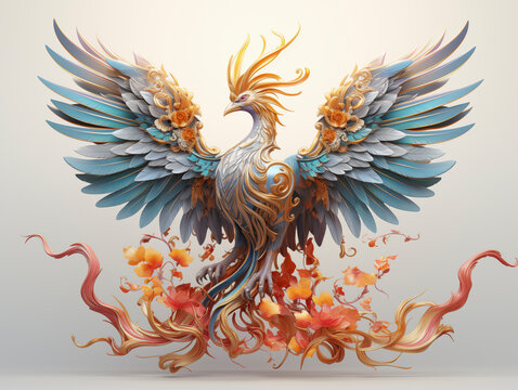 Luminous phoenix in traditional Chinese for Lunar New Year
