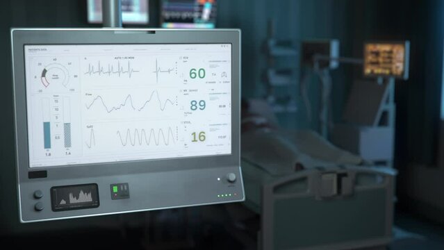 Monitoring the rate of the vital breathing marker of a sick person. Checking the rate of the vital breath signs. Detecting the rapid decline in the vital breathing rate of a hospital patient.