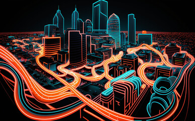 Futuristic Dallas, Texas, Cityscape Skyscraper, abstract background with city - obrazy, fototapety, plakaty