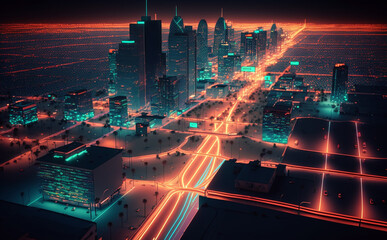 Futuristic Houston, Texas, Cityscape Skyscraper