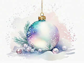 Christmas ball in watercolor clip art design  