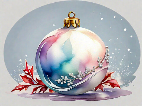 Christmas ball in watercolor clip art design  
