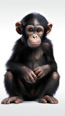 Naklejka premium Cute chimpanzee sitting isolated on white background