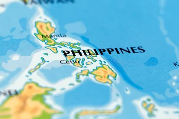 Tuinposter world map of asian country philippines, manila and cebu cities in close up © libin