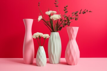 Red and pink vases. Generative AI