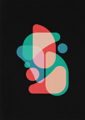 Abstract poster. Transparent shapes. Colorful.