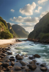 A beautiful river with mountain background.