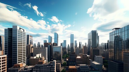 City Skyline: An extensive view of high buildings and office complexes