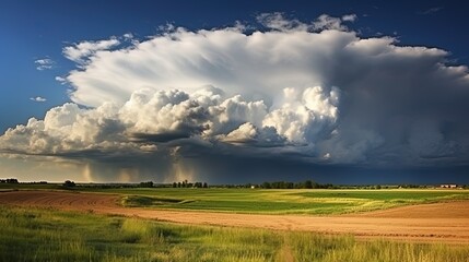 Thunderstorm clouds above the fields: Thunderstorm clouds over spacious fields