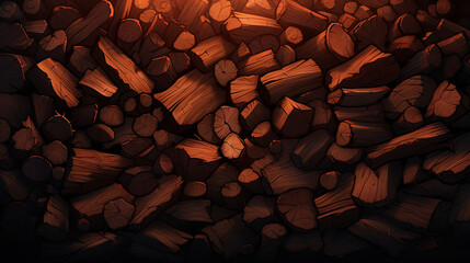 Stacked Firewood Pile Texture in Warm Light