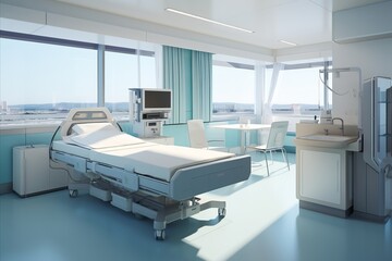Contemporary Hospital Room. Clean, Modern, Fully Equipped for Comprehensive Healthcare