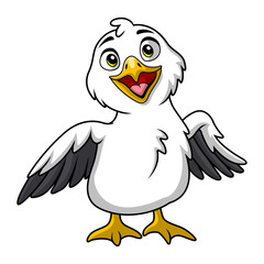 Cute pelican cartoon on white background