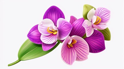 Fototapeta na wymiar Colorful flowers with leaves floral Clipart, high quality resolution, beautiful flowers, 3d design.