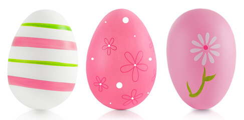 Easter pink eggs isolated on a white background