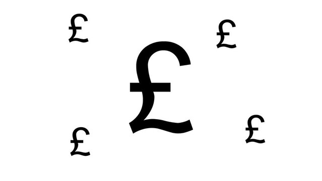 Zoom in and out animation the pound symbol. Large black symbol in the center and four small symbols around. Seamless looped 4k animation on white background
