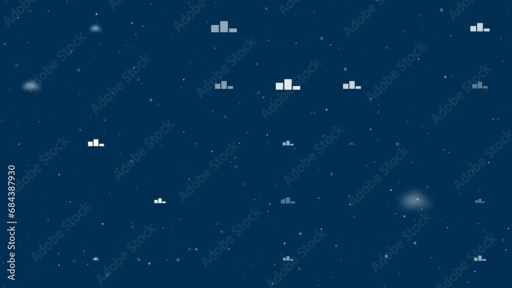 Poster template animation of evenly spaced winners podium symbols of different sizes and opacity. animation