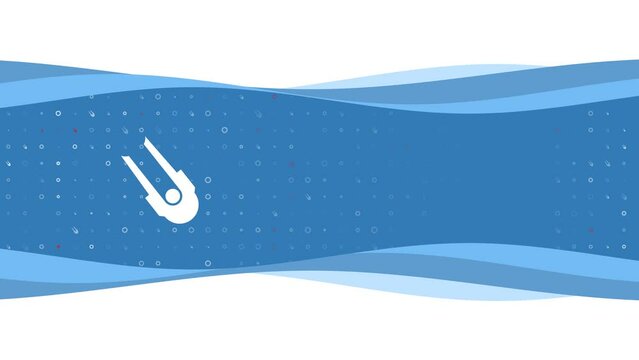 Animation of blue banner waves movement with white solo bobsleigh symbol on the left. On the background there are small white shapes. Seamless looped 4k animation on chroma key background