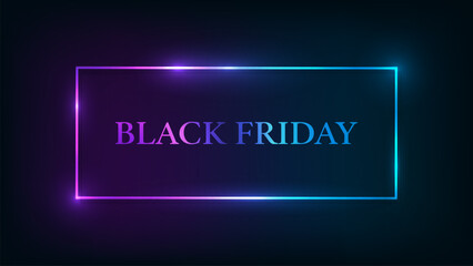 Black Friday inscription in neon frame