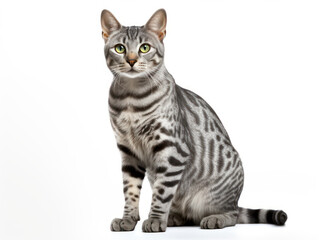 Fototapeta premium Egyptian Mau Cat Studio Shot Isolated on Clear Background, Generative AI