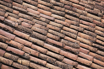 Cusco Peru traditional colonial tile roof ancient architecture 17th century overhead view