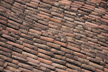 Cusco Peru traditional colonial tile roof ancient architecture 17th century overhead view