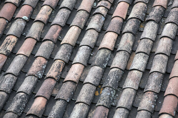 Cusco Peru traditional colonial tile roof ancient architecture 17th century overhead view