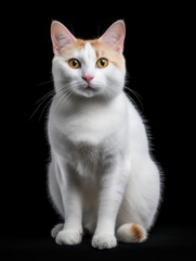 Japanese Bobtail Cat Studio Shot Isolated on Clear Background, Generative AI