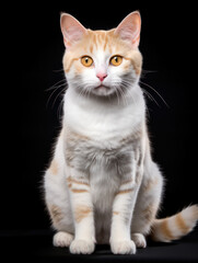Obraz premium Japanese Bobtail Cat Studio Shot Isolated on Clear Background, Generative AI