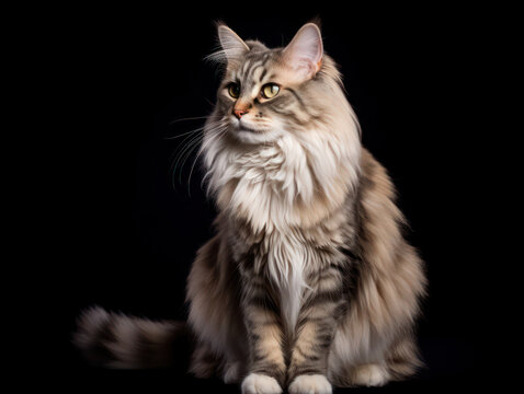 Laperm Cat Studio Shot Isolated on Clear Background, Generative AI