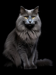 Nebelung Cat Studio Shot Isolated on Clear Background, Generative AI