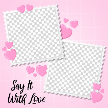 blank photo square frame valentine day style realistic love template design vector illustration