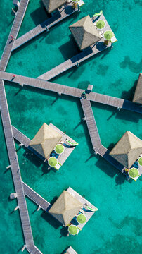 Top view of the floating villas at Perfect Day at Cococay