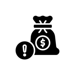 Obraz premium Icon money bag. Illustration of black money bag. Money Bag Icon on White background. Vector.
