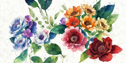 Beautiful abstract floral peony flower illustration