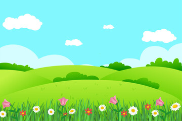 Flat design nature spring landscape background