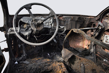 Interior view of a Burned Car.