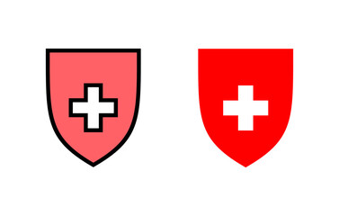 Health insurance icon set illustration. Insurance document sign and symbol