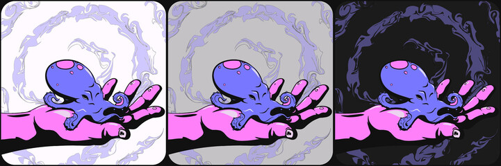 octopus, sticker, print, art, vector, illustration, wall, urban, paint, street, spray, city, color, grunge, design, illustration, drawing, grafitti, colorful, painting, artistic, tag, vandalism, textu