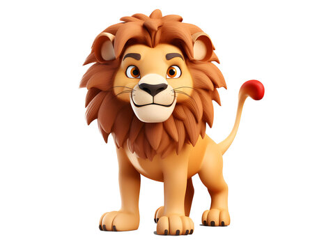 Virtual Safari Adventure: 3D Transparent Cartoon Lion