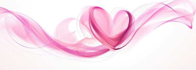 Fototapeta premium A vibrant pink heart with fluid lines and splatters on a white background