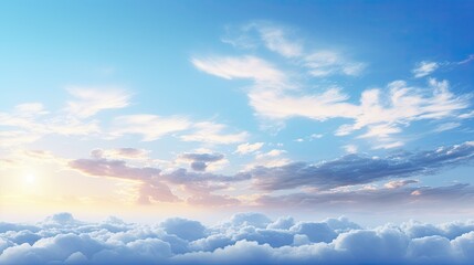 Fototapeta na wymiar Tranquil Horizon - Heavenly Cloudscape Background, Serene Sky, Surreal Nature Art. Generative AI