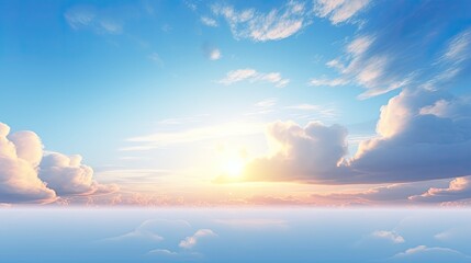 Tranquil Horizon - Heavenly Cloudscape Background,  Serene Sky, Surreal Nature Art. Generative AI