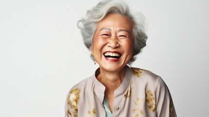 Joyful Senior Woman with a Radiant Smile. Generative ai
