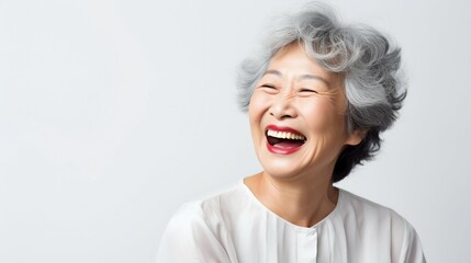 Joyful Senior Woman with a Radiant Smile. Generative ai