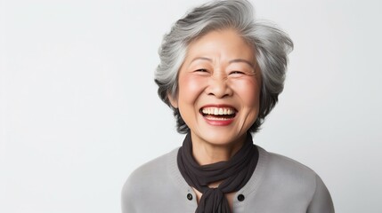 Joyful Senior Woman with a Radiant Smile. Generative ai
