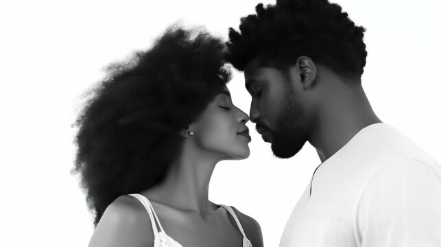 Intimate Moment of an Afro-American Couple. Generative ai