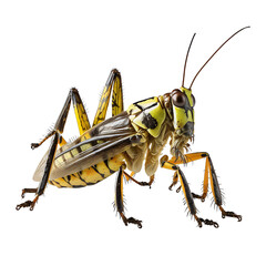 Grasshopper insect close up isolated on white background cutout, PNG file.
