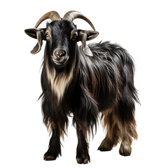 Fototapeta premium Portrait of a goat isolated on transparent background cutout, PNG file.
