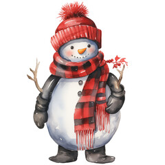 Christmas Snowman Style of Watercolor